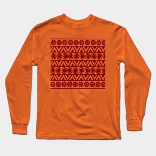 Brown and yellow colour floral geometric pattern Long Sleeve T-Shirt